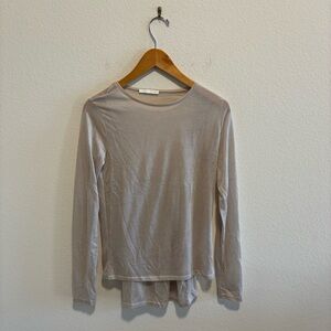 Zara Light Taupe Long-Sleeve Women's Top - Minimal Crewneck